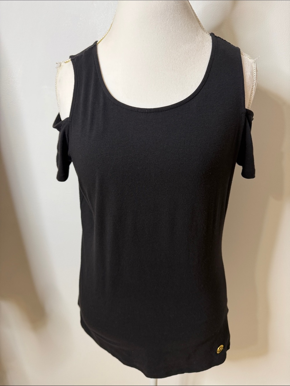 Michael Kors Black Cold-Shoulder Tee Top SZ Med